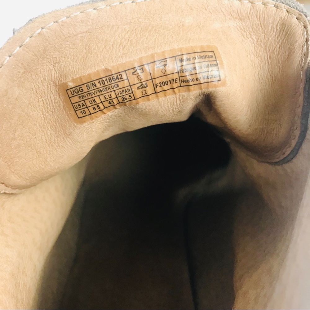 Ugg Corin Suede Fringe Heeled Bootie Beige 10 EUC - Picture 5 of 7
